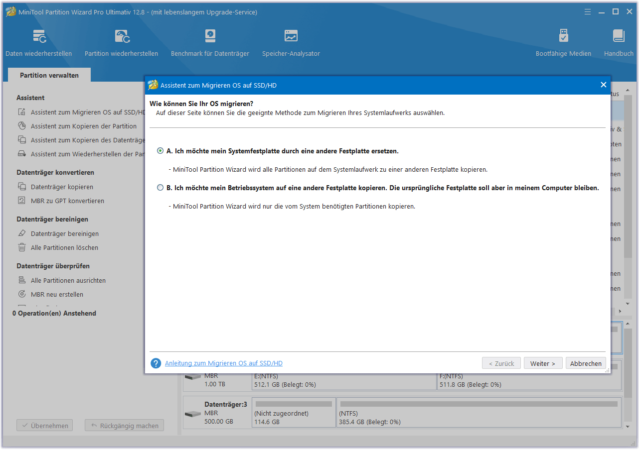 Betriebssystem auf SSD/HD migrieren