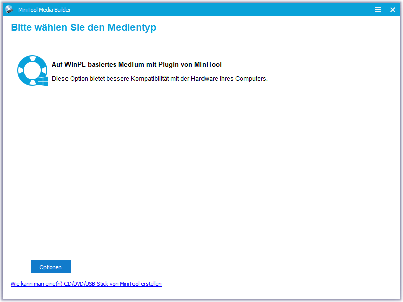 Auf WinPE basiertes Medium mit Plugin von MiniTool