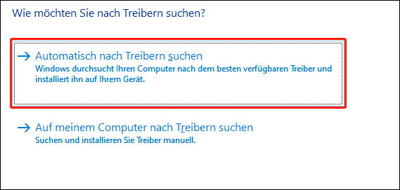 Wählen Sie Automatisch nach Treibern suchen