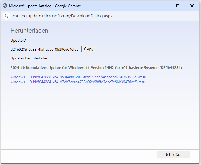 Alle msu-Dateien für Windows 11 24H2 KB5044284 herunterladen