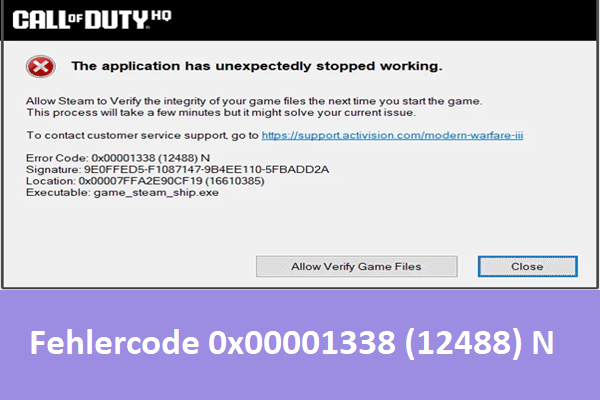 Leicht behoben – MW3 Absturz Fehlercode 0x00001338 (12488) N
