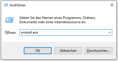 wsrest.exe in Ausführen eingeben