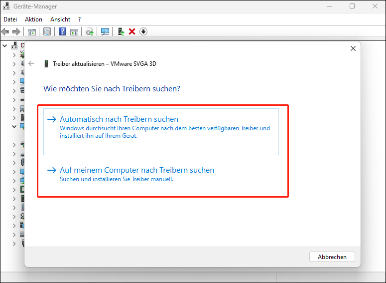 Wählen Sie Automatisch nach Treibern suchen