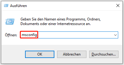 Systemkonfiguration im Ausführen-Fenster öffnen