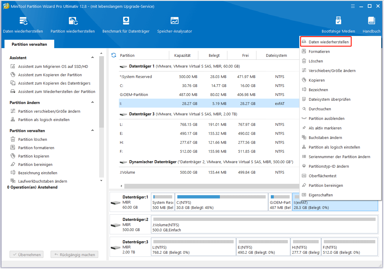 Die Datenwiederherstellungsfunktion von MiniTool Partition Wizard