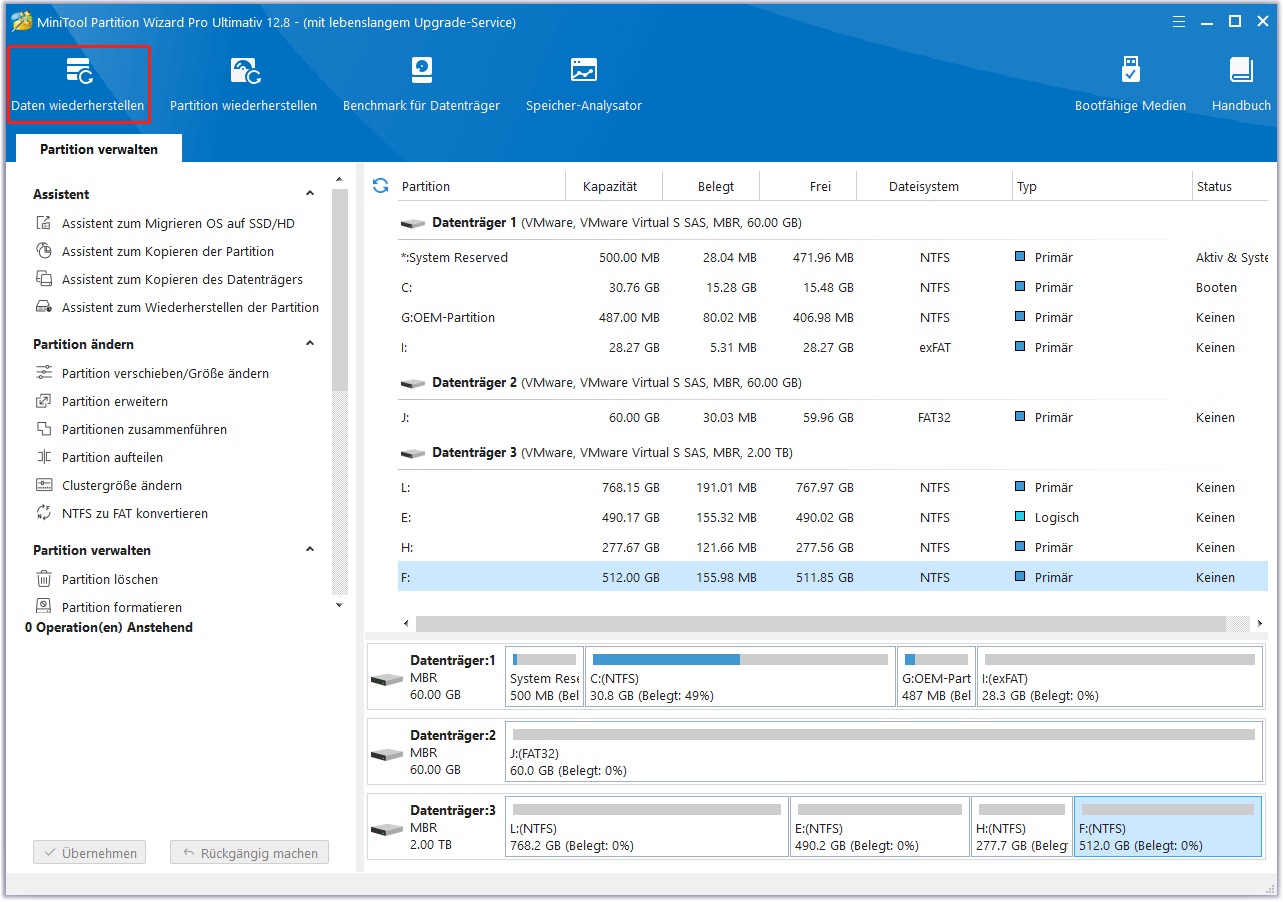 Die Funktion Datenwiederherstellung von MiniTool Partition verwenden