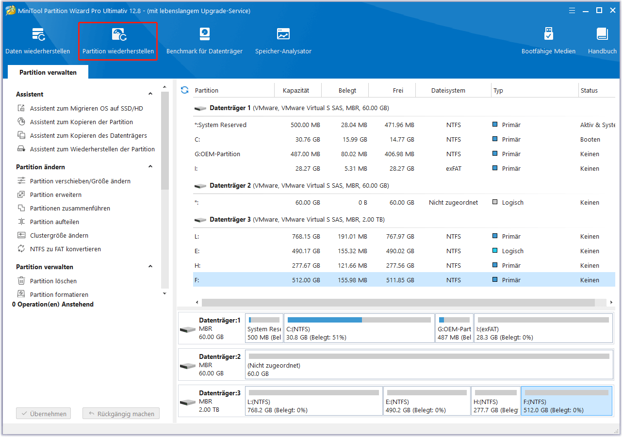 Mit MiniTool Partition Wizard FAT32-Partition wiederherstellen