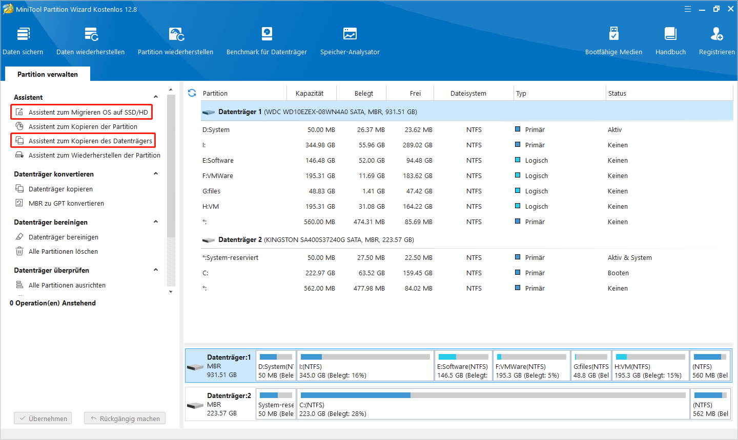 MiniTool Partition Wizard als Klon-Software verwenden