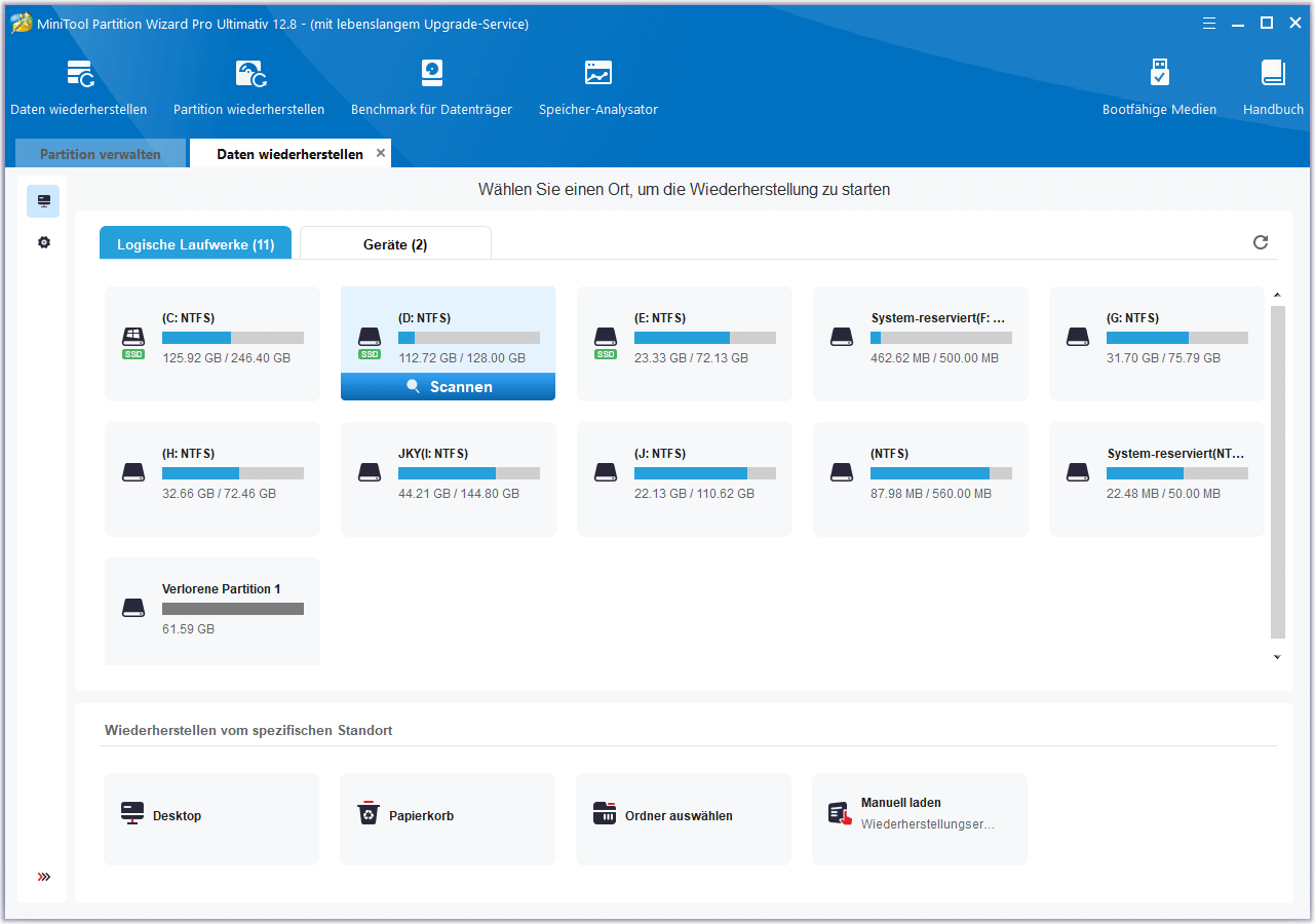 Scannen Sie die Partition mit den DPX-Dateien