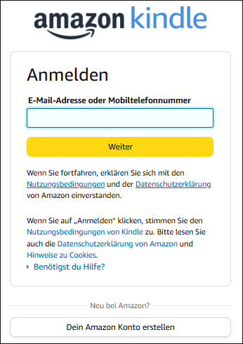 Melden Sie sich mit Ihrem Amazon-Konto an