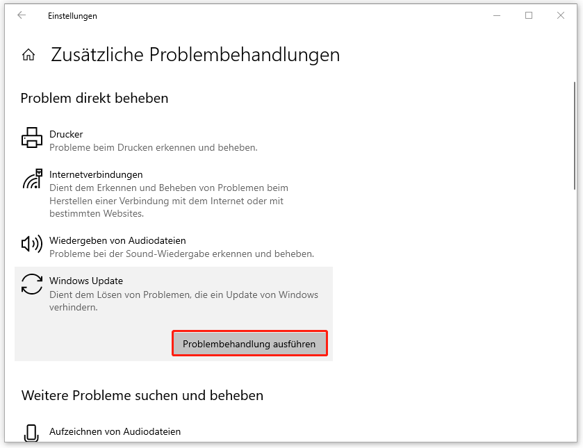 Windows Update-Problembehandlung ausführen