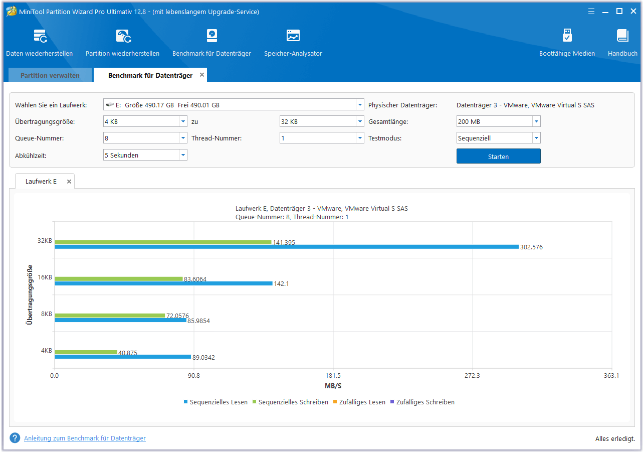 Benchmark für Datenträger mit MiniTool Partition Wizard durchführen