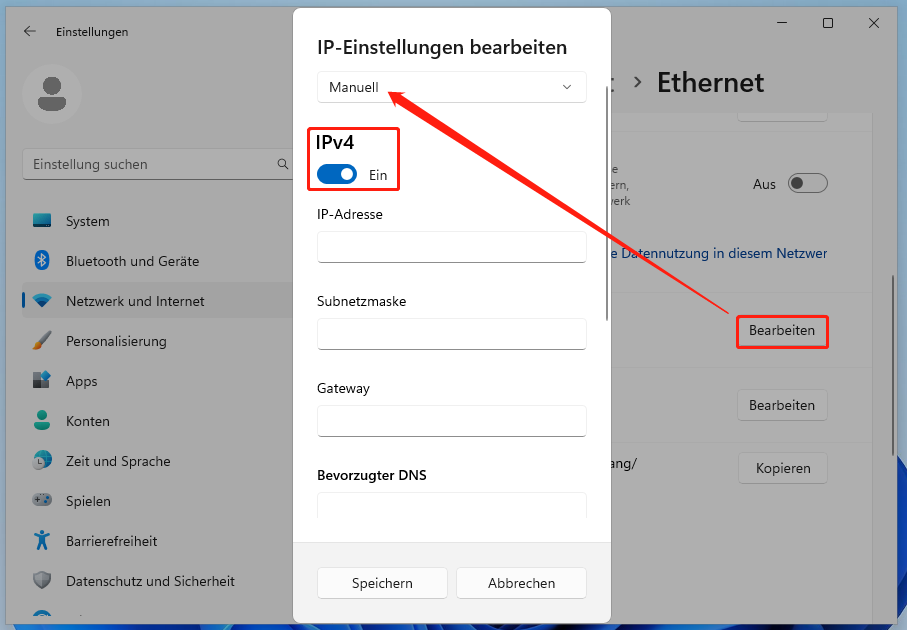 IPv4 einschalten