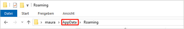 in der Adressleiste auf AppData klicken
