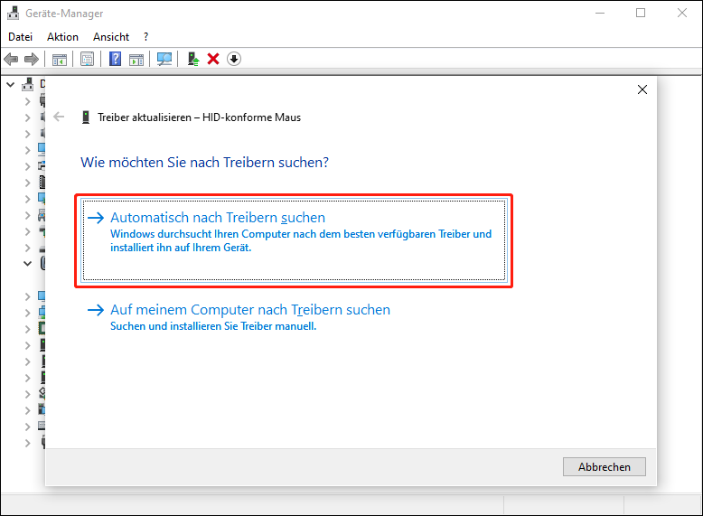 Wählen Sie Automatisch nach Treibern suchen