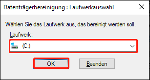 Wählen Sie das Laufwerk aus