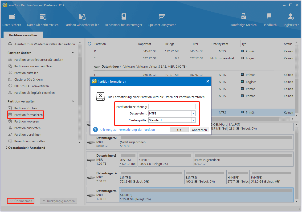 Formatieren Sie die alte SSD mit MiniTool Partition Wizard