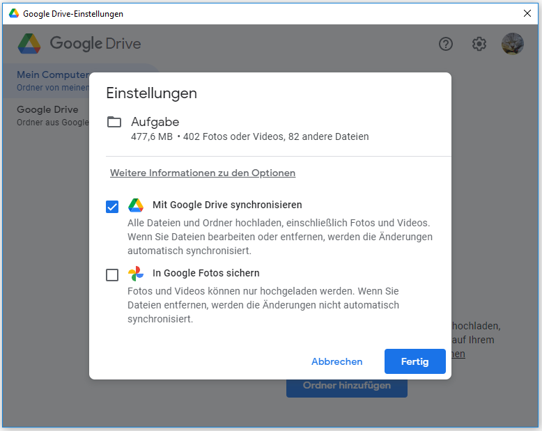 lokale Dateien mit Google Drive synchronisieren