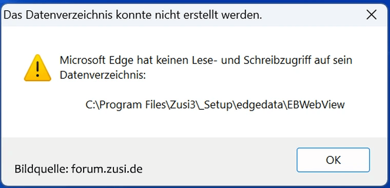 Die Fehlermeldung von Microsoft Edge