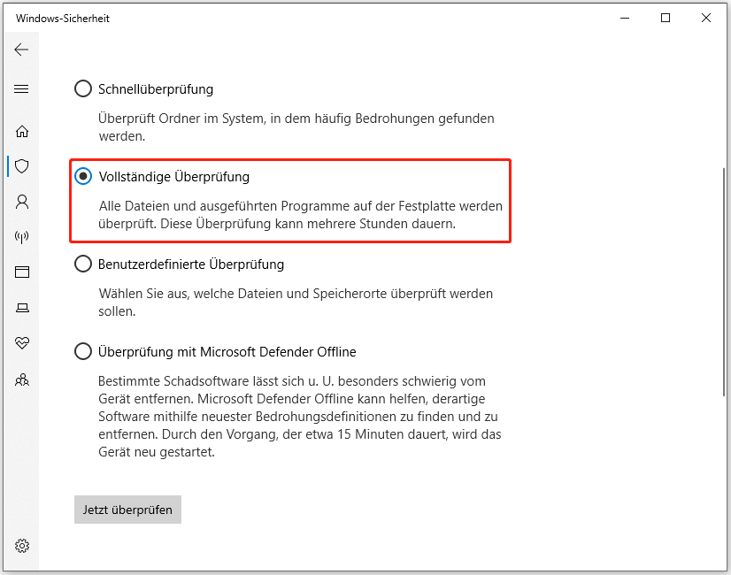 Führen Sie eine vollständige Überprüfung durch