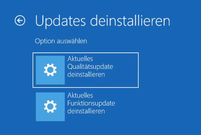 aktuelles Update in der WinRE deinstallieren