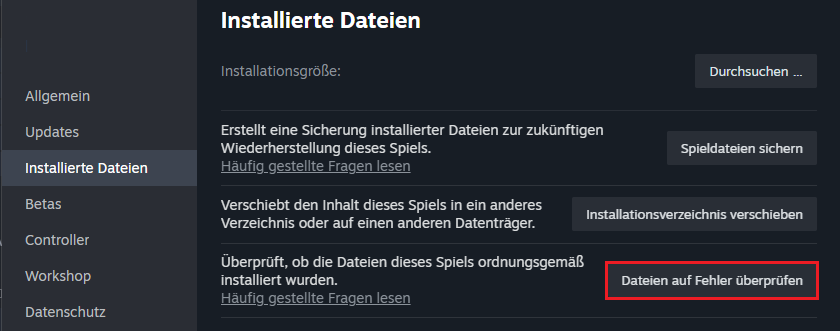 Integrität der Spieldateien in Steam überprüfen