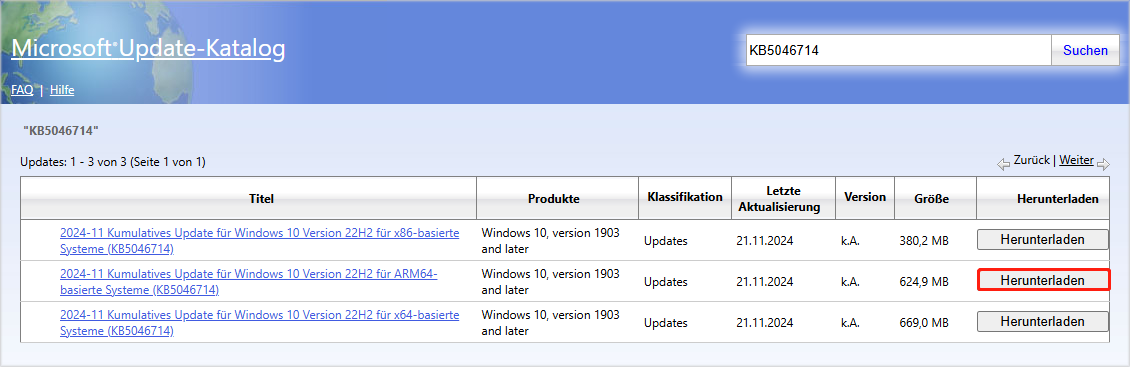 KB5046714 aus dem Microsoft Update-Katalog herunterladen