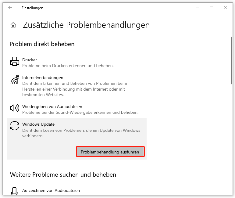 Windows Update-Problembehandlung ausführen