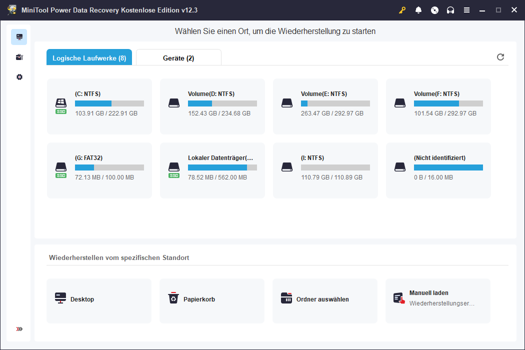 Wiederherstellung verlorener Dateien mit MiniTool Power Data Recovery