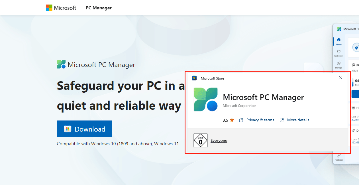 kein Download-Button im Microsoft Store für PC Manager