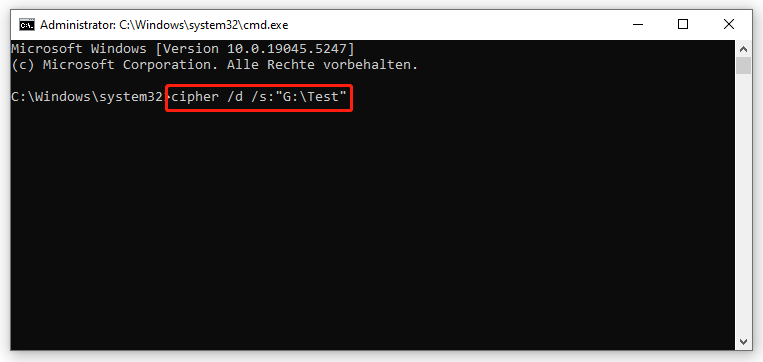 cipher /d /s:“file path” ausführen