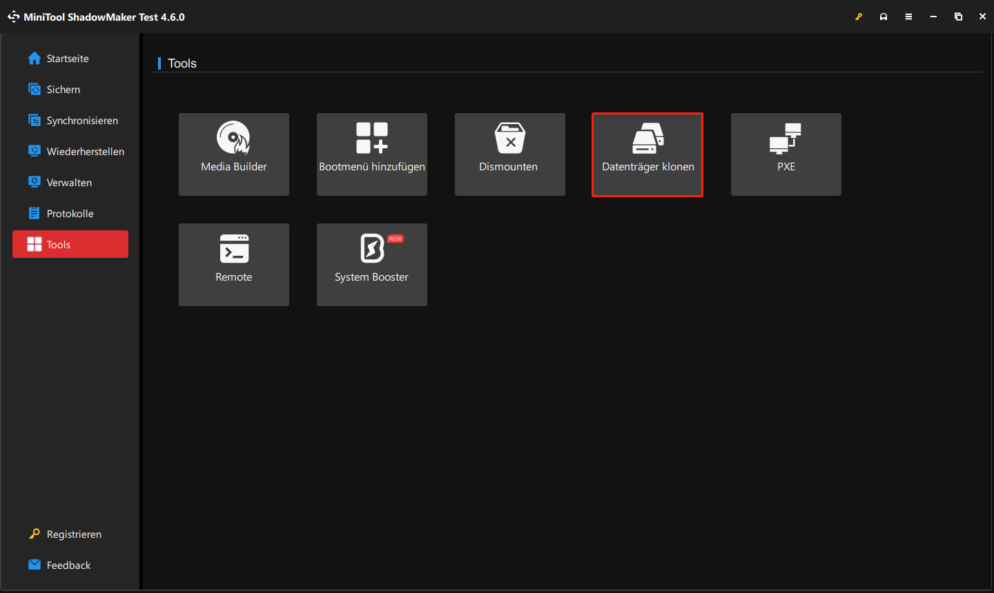 Funktion „Datenträger klonen“ in MiniTool ShadowMaker wählen