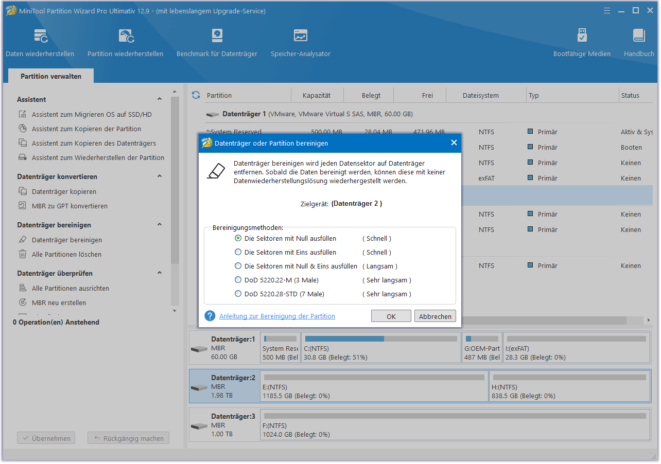 Wählen Sie die Bereinigungsmethode, um die alte SSD zu löschen