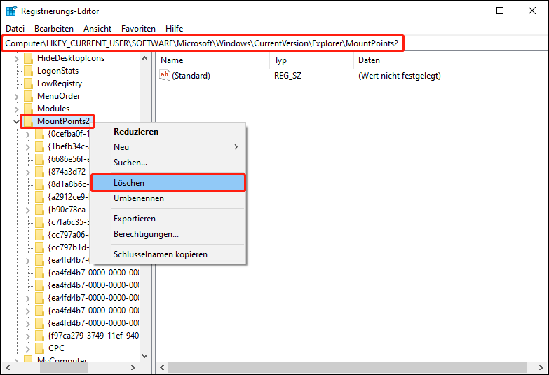 MountPoints2-Registrierung löschen