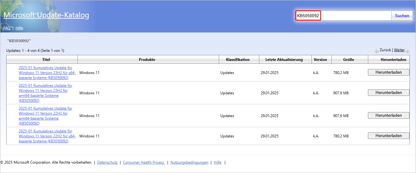 KB5050092 aus dem Microsoft Update-Katalog herunterladen