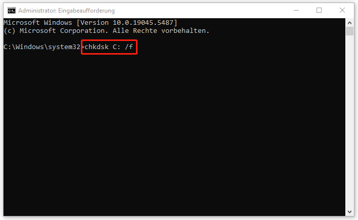 Befehl „chkdsk C: /f“ in WinRE ausführen