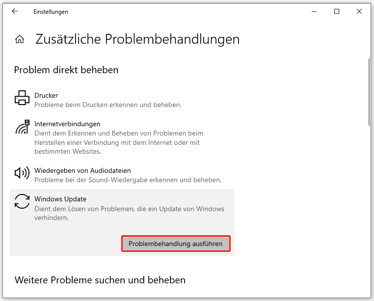 Windows Update-Problembehandlung ausführen