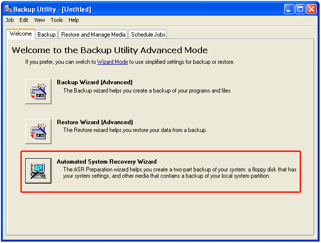 klicken Sie auf die Option „Assistent für automatische Systemwiederherstellung“