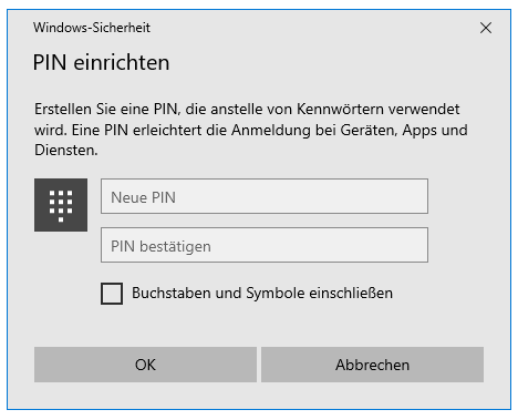 PIN in der Windows-Sicherheit einrichten