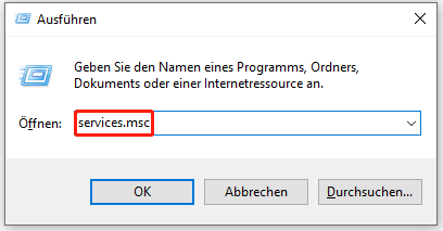 Mit Ausführen services.msc eingeben