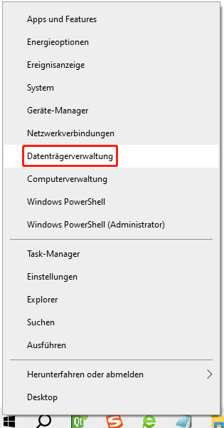 Wählen Sie Datenträgerverwaltung