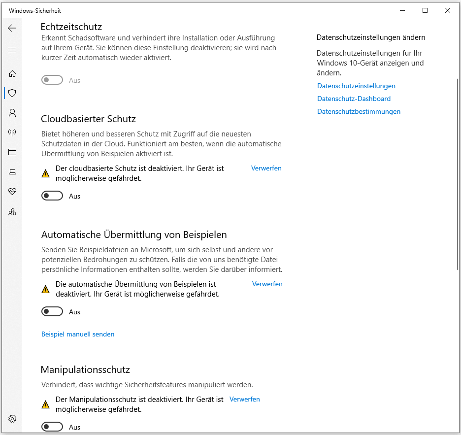 Windows-Sicherheit deaktivieren