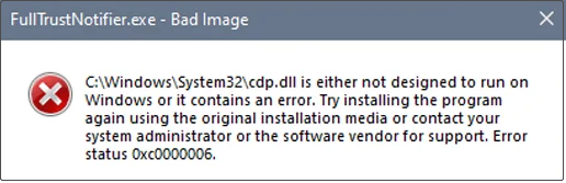 Fehlermeldung bei „CDP.dll-Datei fehlt“