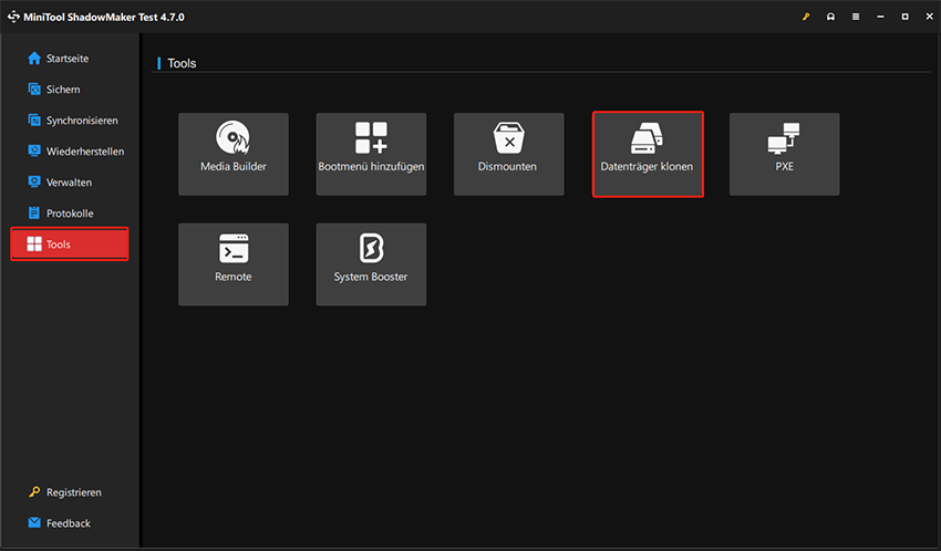 MiniTool ShadowMaker Funktion „Datenträger klonen“