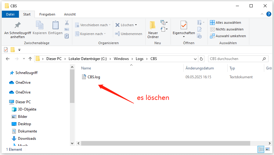 CBS.log-Datei löschen