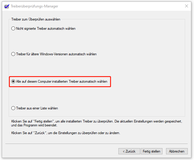 aktivieren Sie die Option „Alle auf diesem Computer installierten Treiber automatisch wählen“
