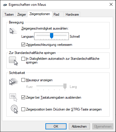 Mauseinstellungen ändern
