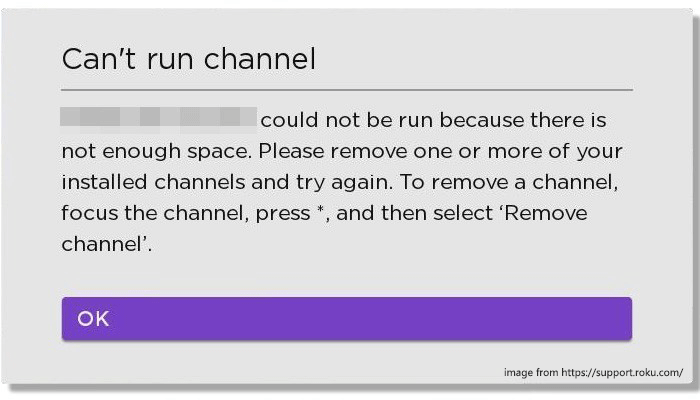 Roku meldet nicht genügend Speicherplatz