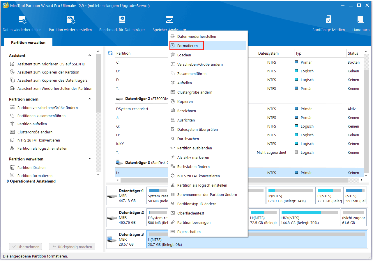 Formatieren Sie die microSD-Karte mit MiniTool Partition Wizard