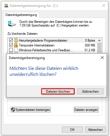 Dateien mit der Datenträgerbereinigung löschen